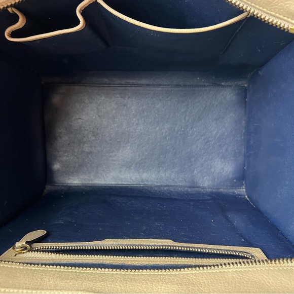 Celine Medium Luggage Bi-Color Beige Tan & Navy Blue Tote - Authentic - Picture 10 of 13